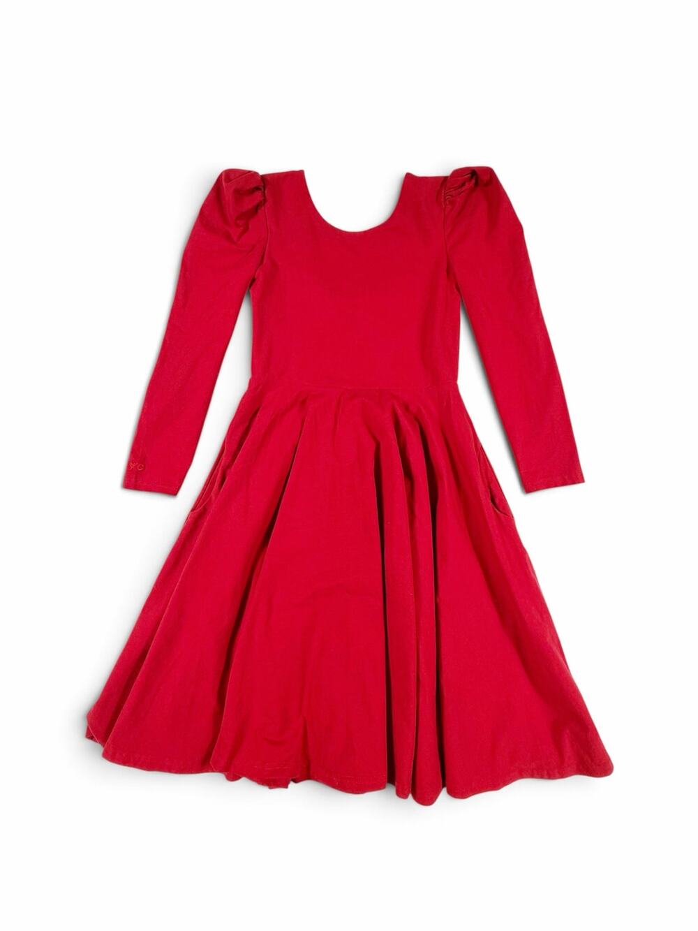 Remie Girl Red Puff Sleeve Twirl Dress Pockets Girls Size 12